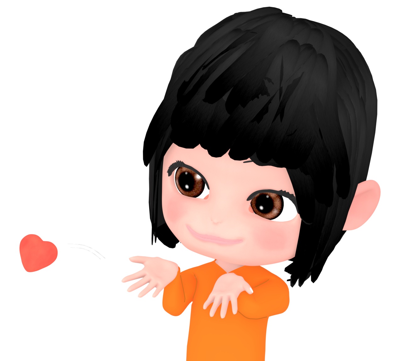 投げキッスをするかわいい女性のイラスト