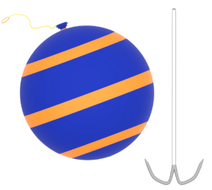 青色のボンボンのイラスト（水風船）