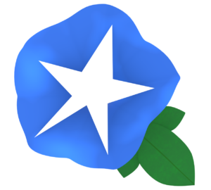 青色のかわいいアサガオのイラスト