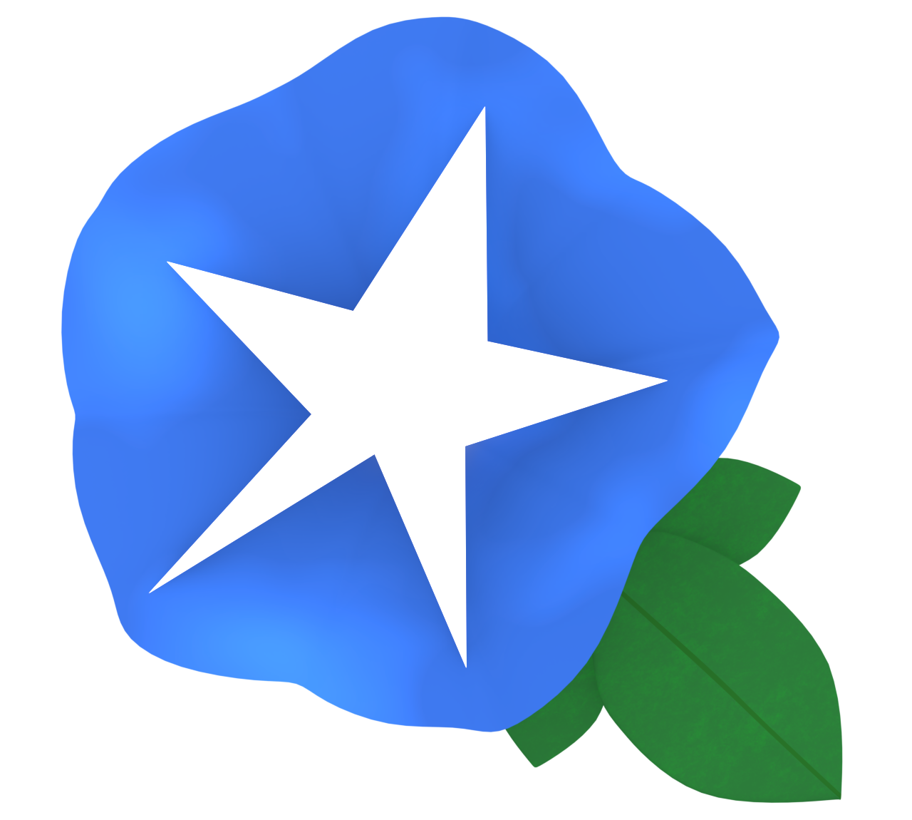 青色のかわいいアサガオのイラスト