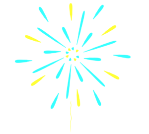 青色の打ち上げ花火のイラスト