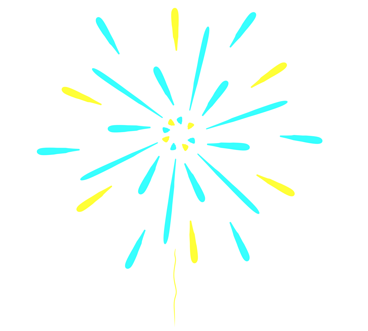 青色の打ち上げ花火のイラスト