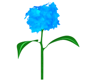 青色に咲くあじさいのイラスト