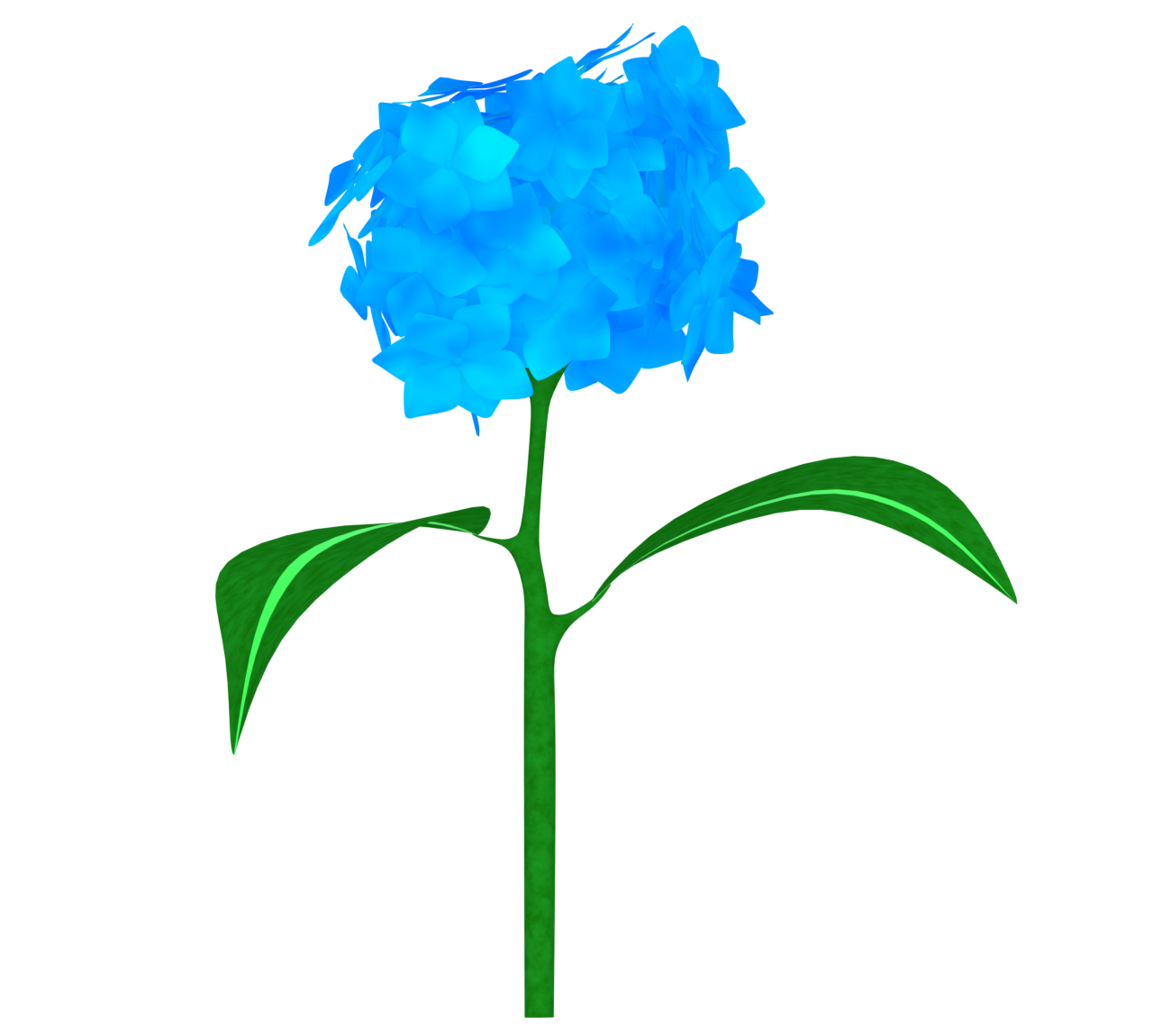 青色に咲くあじさいのイラスト