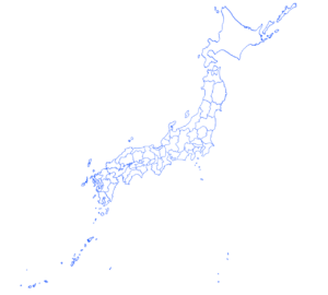 青色の日本地図のイラスト