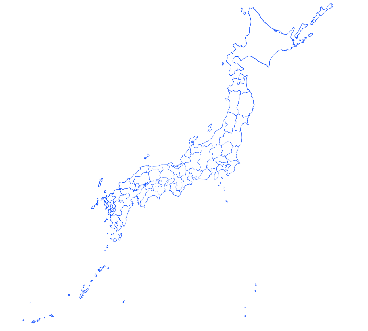 青色の日本地図のイラスト