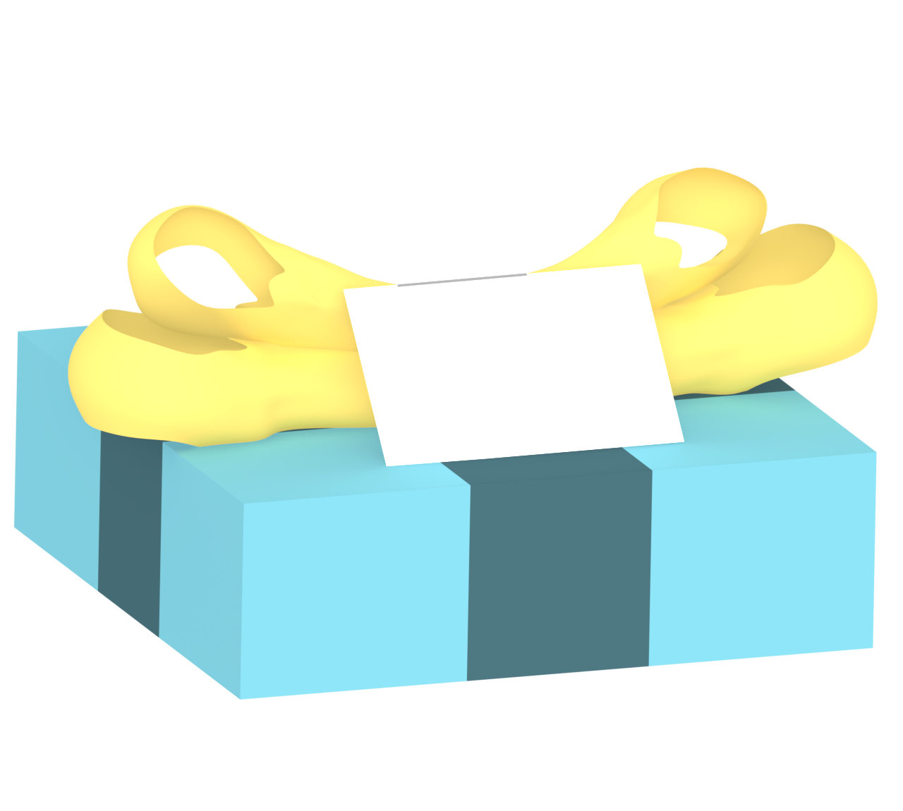 メッセージカードが付いたかわいいプレゼント箱のイラスト