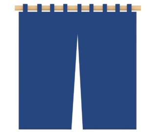 青色のシンプルなのれんのイラスト