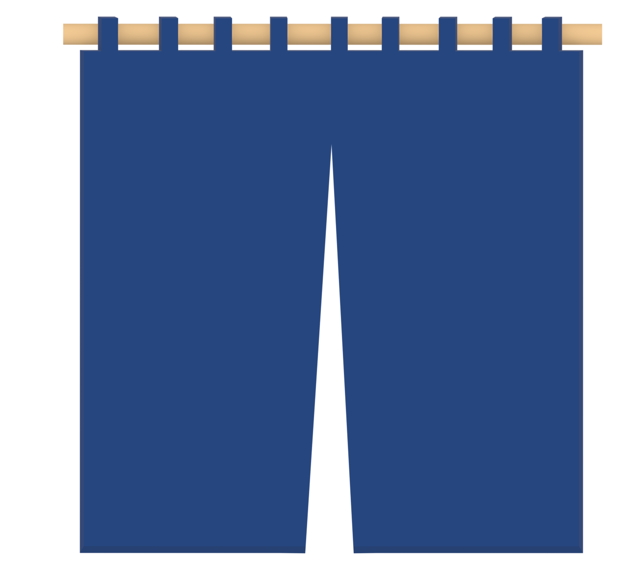 青色のシンプルなのれんのイラスト