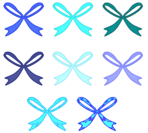 青色の透過リボンのイラスト