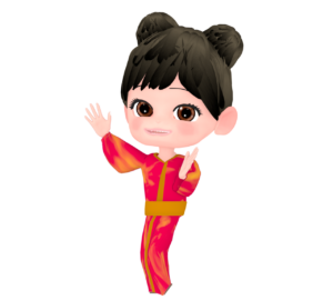 盆踊りのかわいい女の子のイラスト