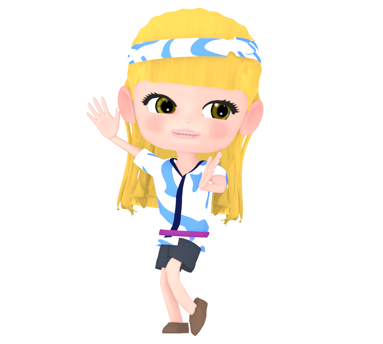 盆踊りをする外国人のイラスト