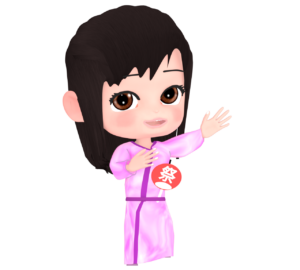 盆踊りをする女の子のイラスト