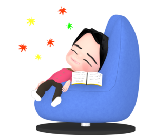 本を読みながら寝る男性のイラスト