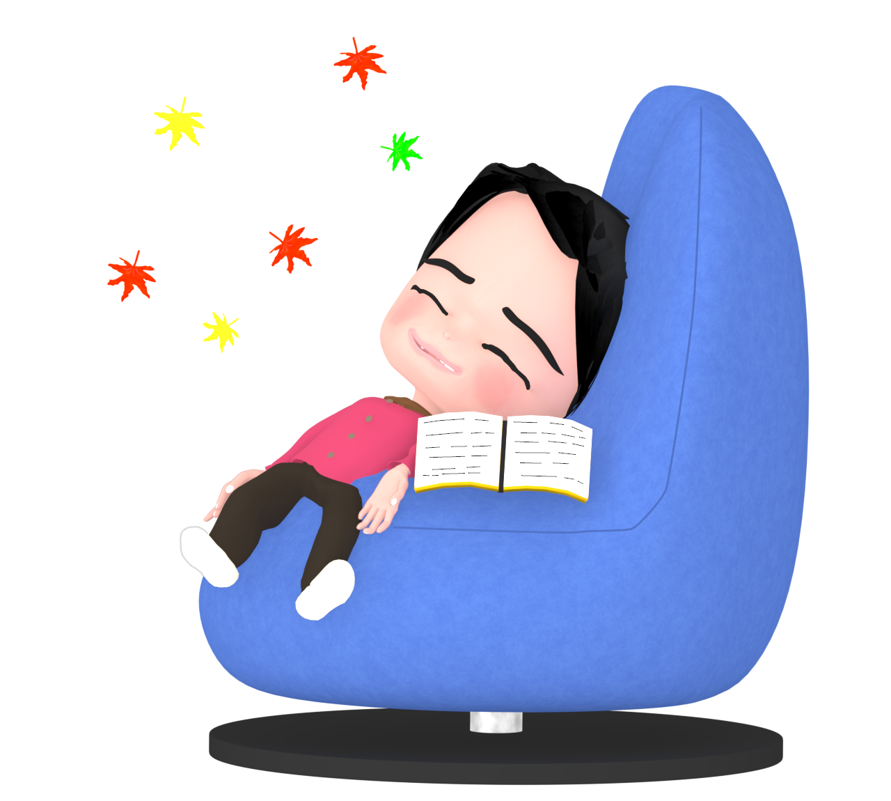 本を読みながら寝る男性のイラスト