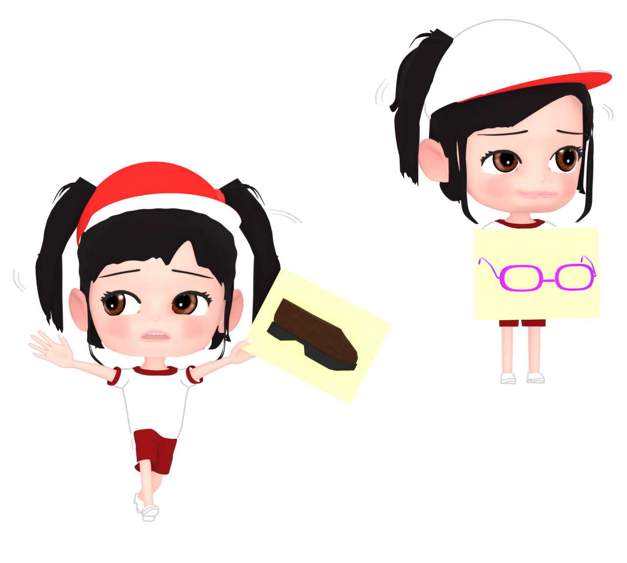 借り物競走をする女の子のイラスト