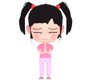 両手を合わせる女の子のイラスト