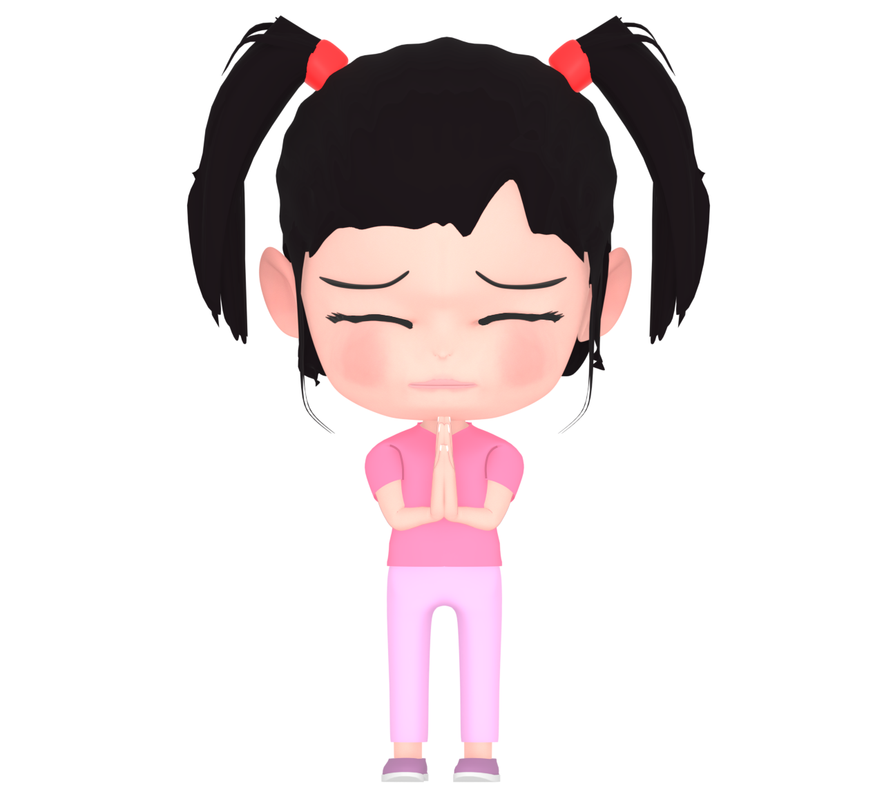 両手を合わせる女の子のイラスト