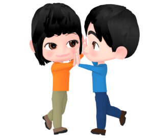 両手を合わせている男女のイラスト