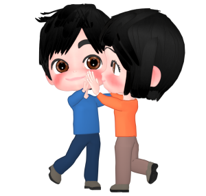 両手を合わせてハイタッチする男女のイラスト