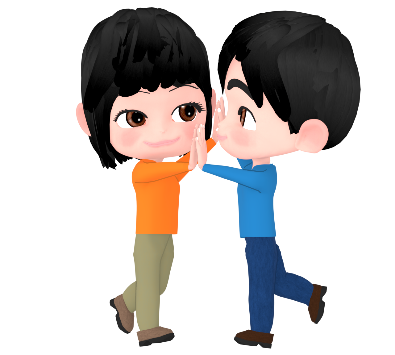 両手を合わせている男女のイラスト