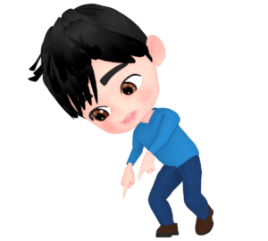 下を指差している男性のイラスト