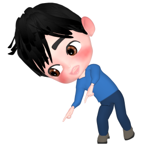 下を指差している男性のイラスト
