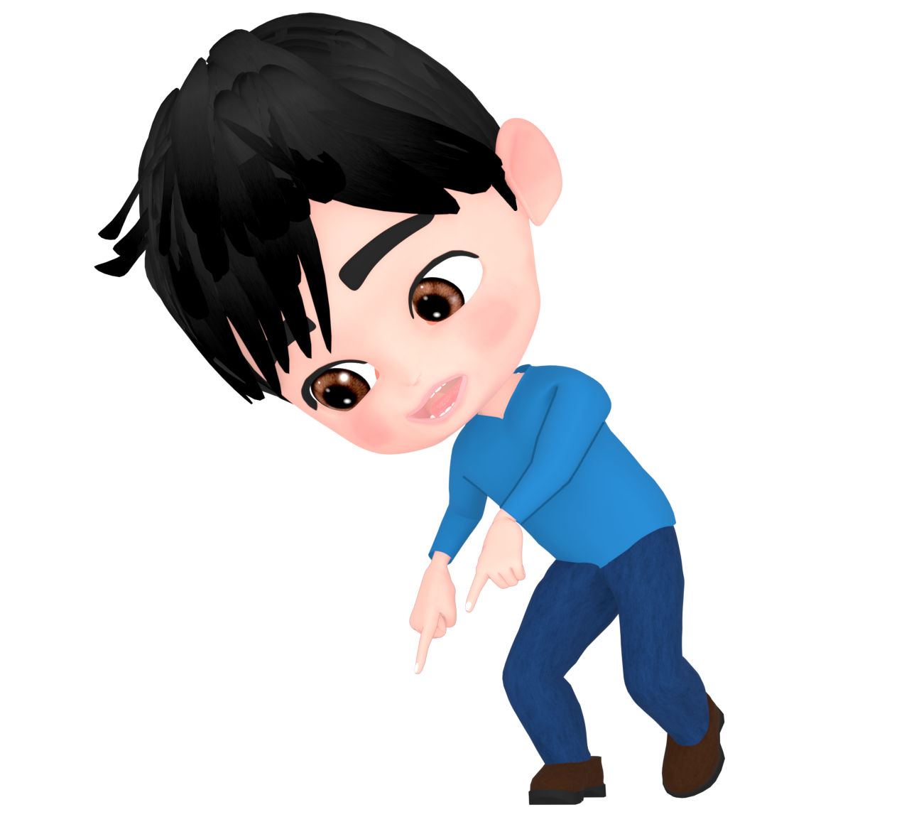 下を指差している男性のイラスト