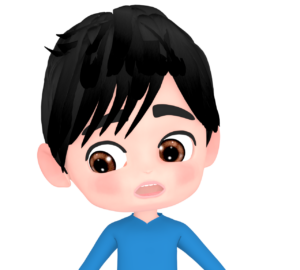 右下を見る男性のイラスト