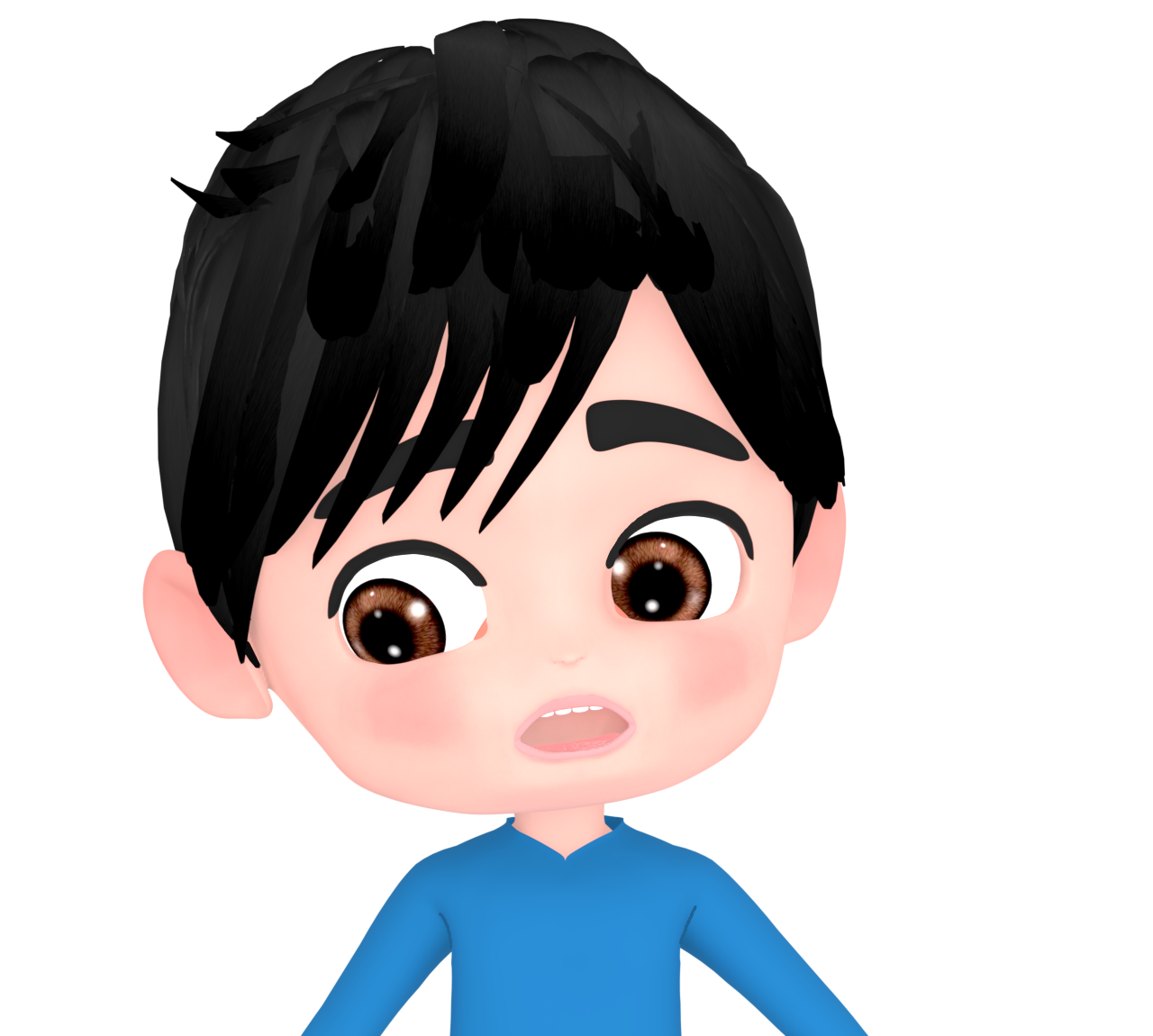 右下を見る男性のイラスト