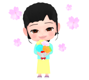 花束をわたす女の子のイラスト