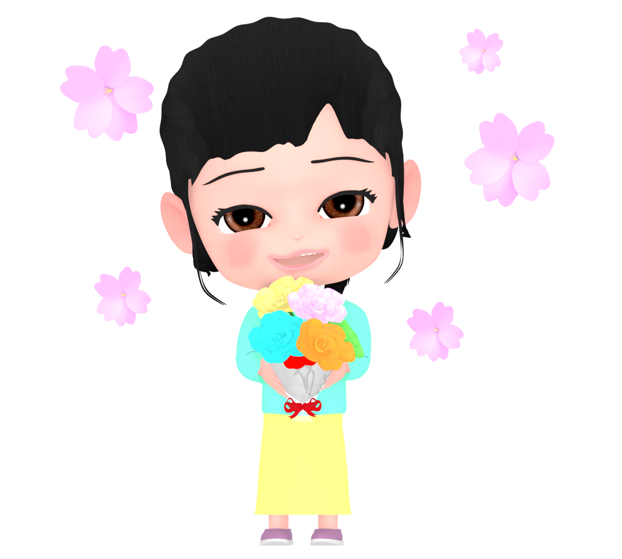 花束をわたす女の子のイラスト