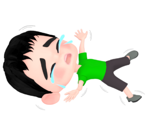ジタバタ駄々をこねる男の子のイラスト