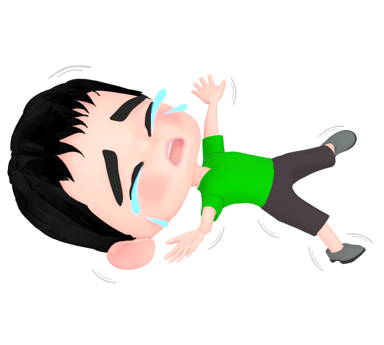 ジタバタ駄々をこねる男の子のイラスト