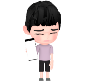 スマホから目を背ける男の子のイラスト