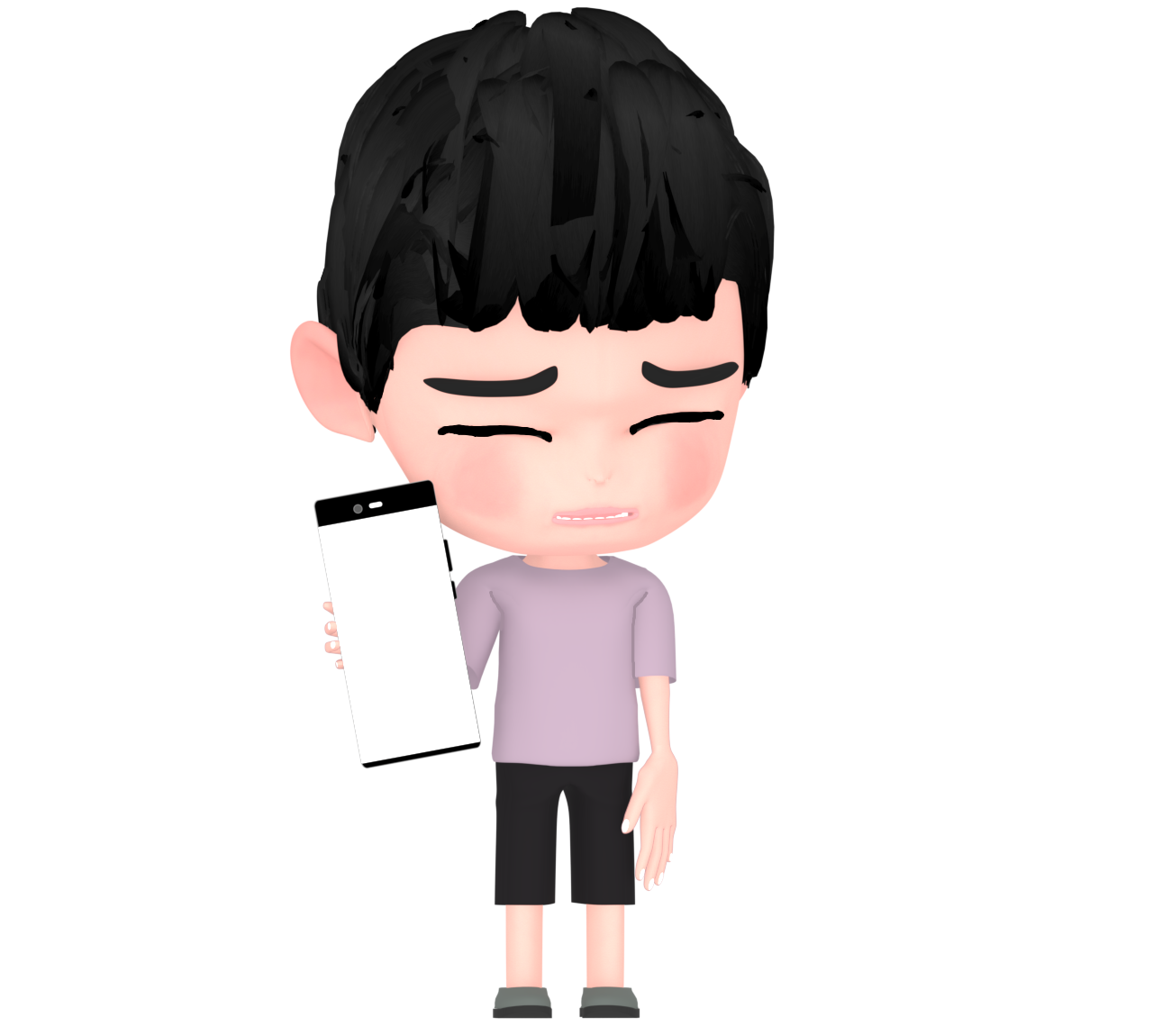 スマホから目を背ける男の子のイラスト