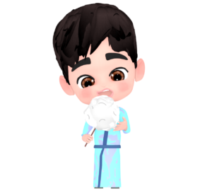 綿菓子を食べる男の子のイラスト