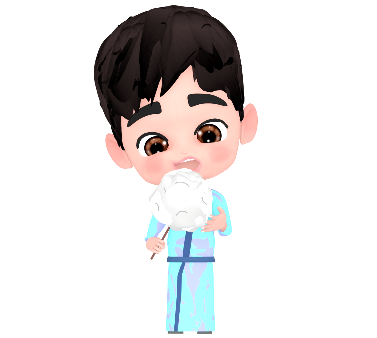 綿菓子を食べる男の子のイラスト