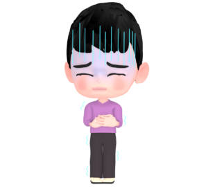 寒気を感じる男の子のイラスト