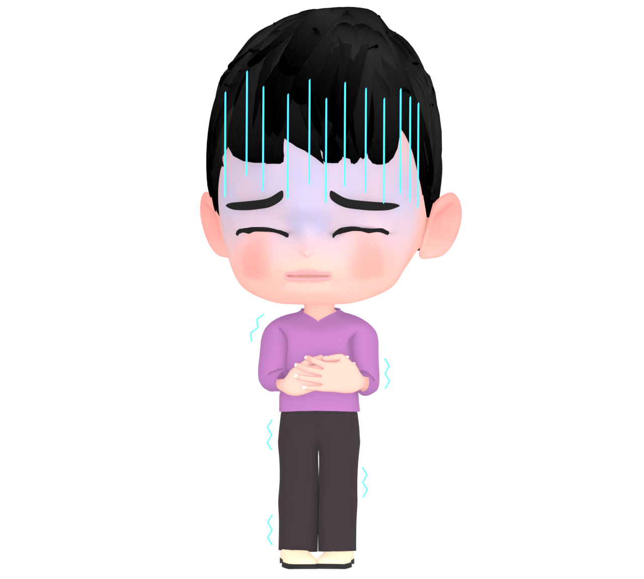 寒気を感じる男の子のイラスト