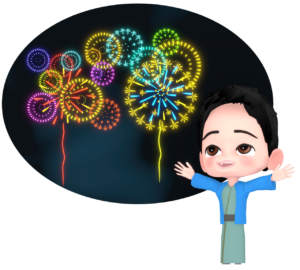 打ち上げ花火を見る男の子のイラスト