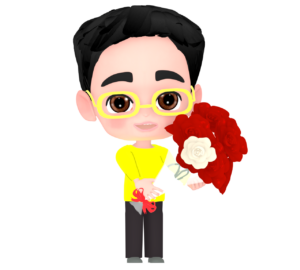 花束を贈る男の子のイラスト