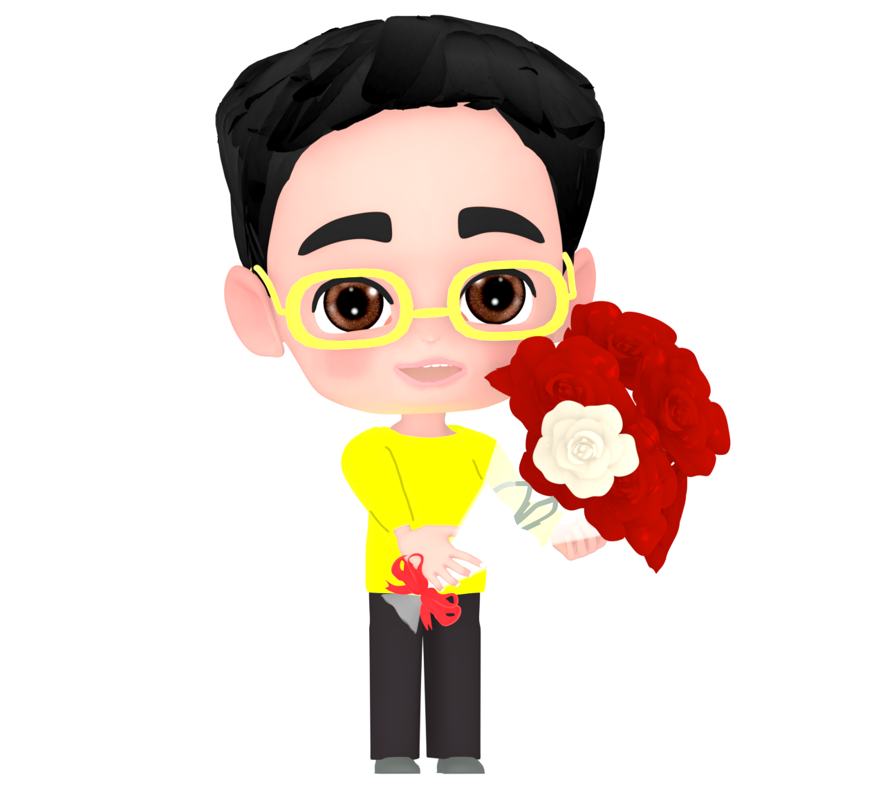 花束を贈る男の子のイラスト