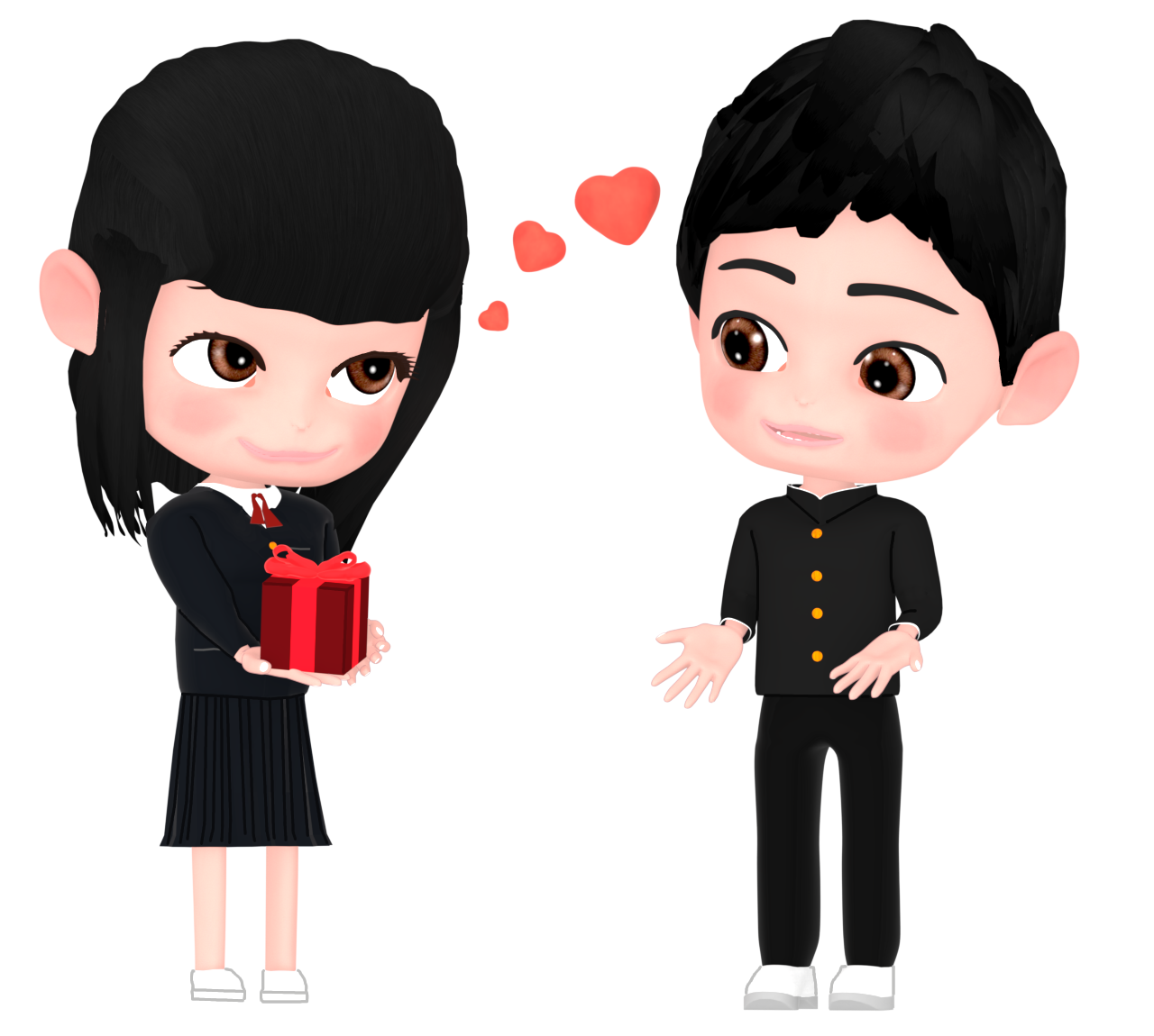 男子にチョコを渡す女の子のイラスト
