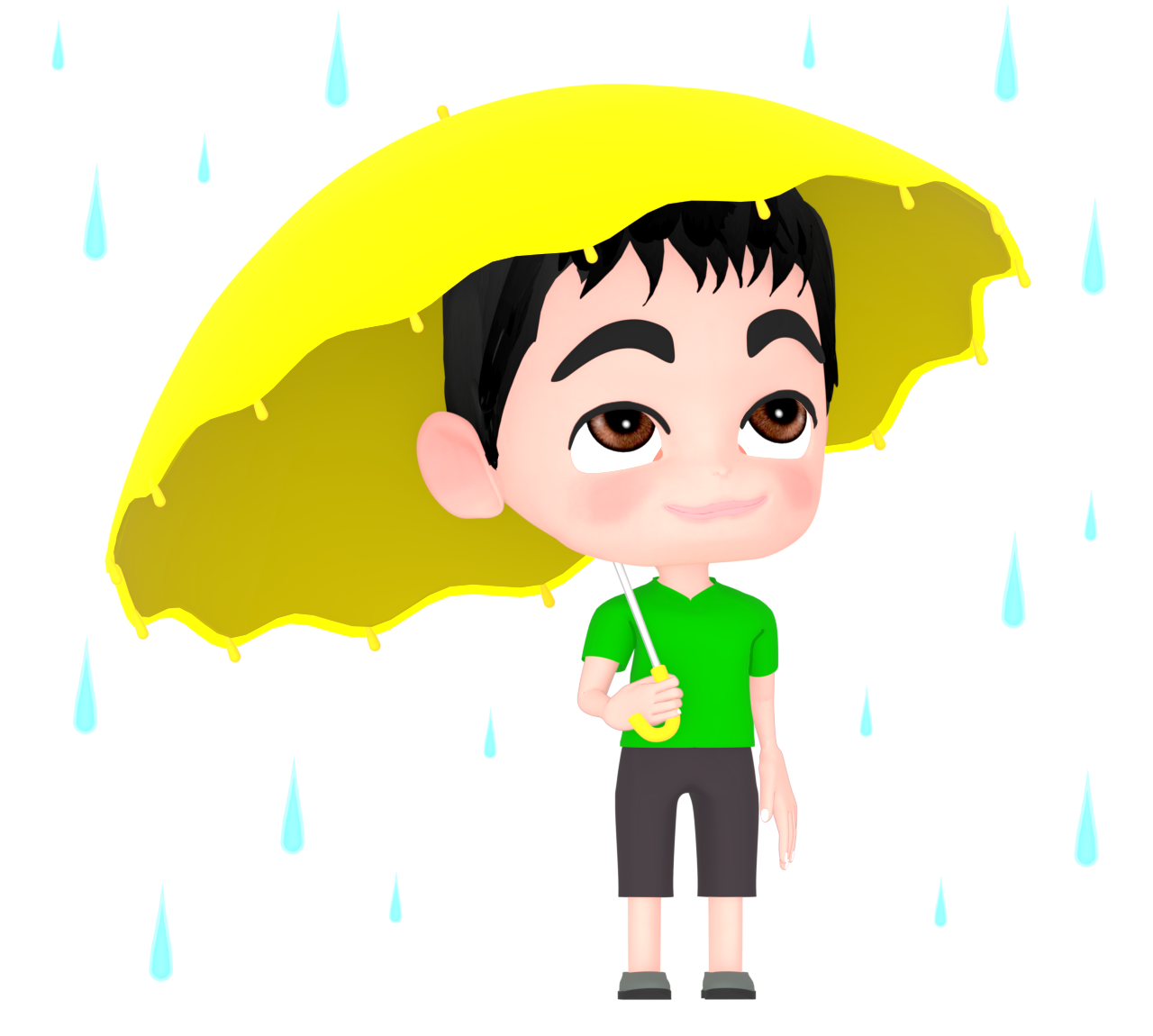 傘をさす男の子のイラスト