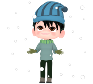 雪を眺める男性のイラスト