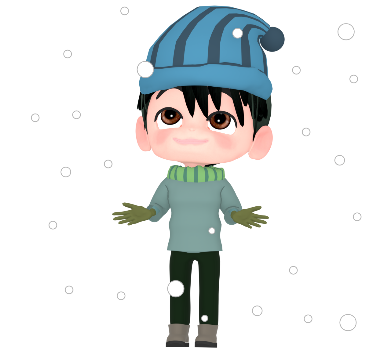 雪を眺める男性のイラスト