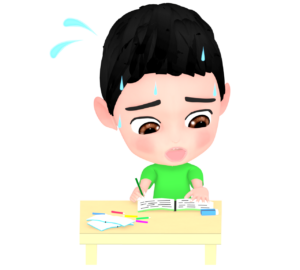 宿題が終わらない男の子のイラスト