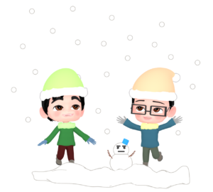 雪遊びをする男の子のイラスト