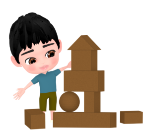 積み木で遊ぶ男の子のイラスト